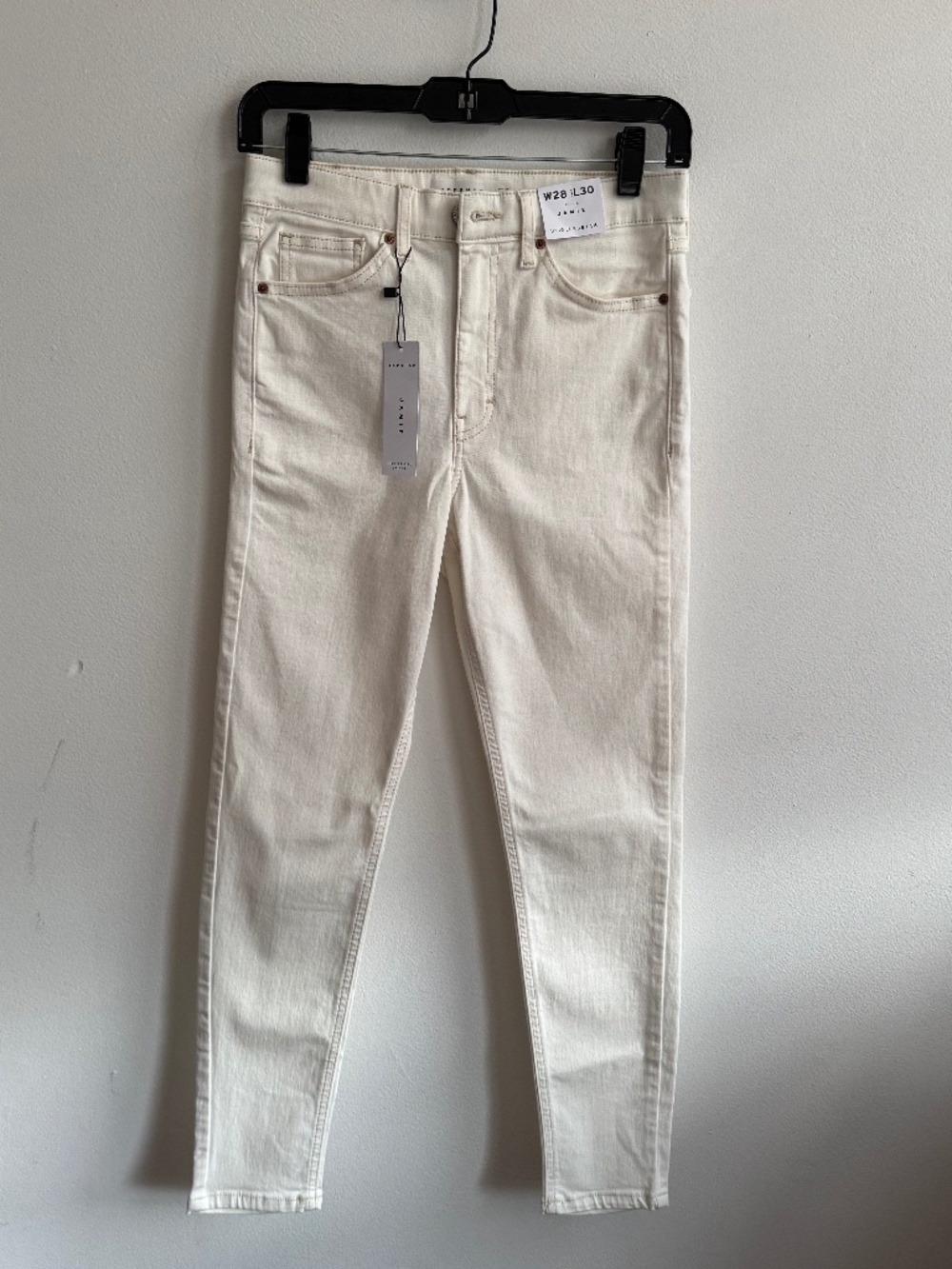 NWT TOPSHOP Jamie Skinny Jeans in White, Size US 6, W28 L30